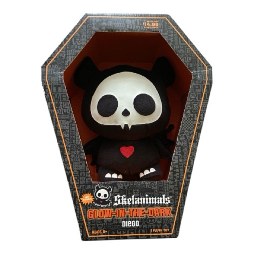 Skelanimals Diego Bat Glow In The Dark Plush In Coffin Box Halloween 2009 Plush